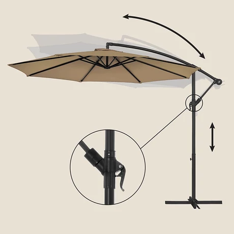 Napernyő Ø 300 cm, kerti napernyő, taupe