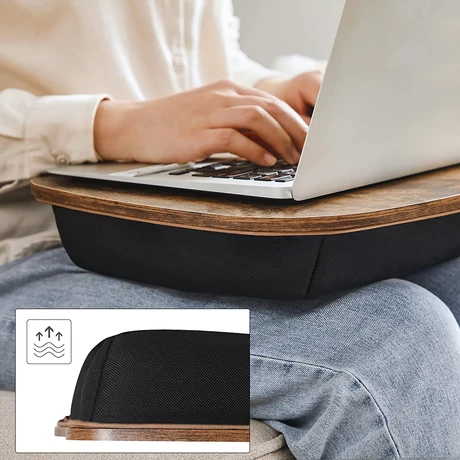 Laptop párna ágyra, párnázott laptop asztal, fogantyúval, rusztikus barna
