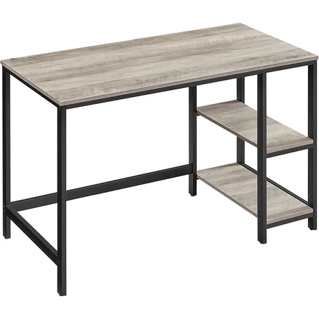 Íróasztal 120x60 cm, számítógépes asztal 2 polccal bal vagy jobb oldalon, greige