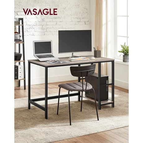 Íróasztal 120x60 cm, számítógépes asztal 2 polccal bal vagy jobb oldalon, greige