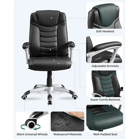 Songmics Ergonomikus irodai szék, állítható magasságú forgószék