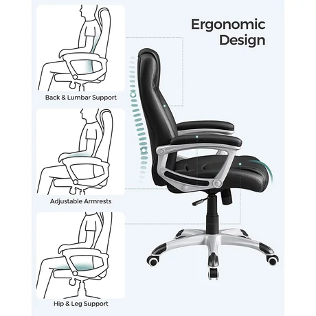 Songmics Ergonomikus irodai szék, állítható magasságú forgószék