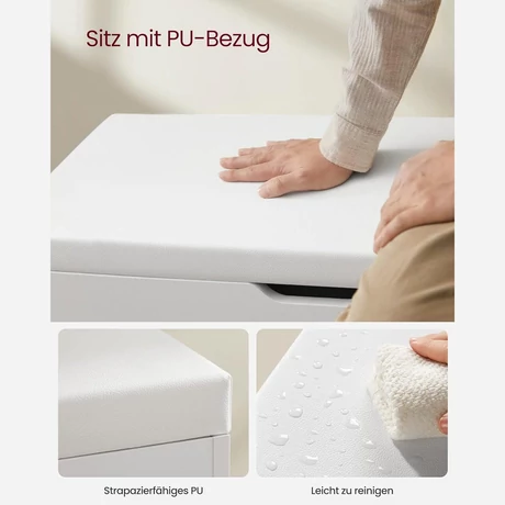 Cipőpad, párnázott cipőpad 3 nyitott rekesszel, fehér