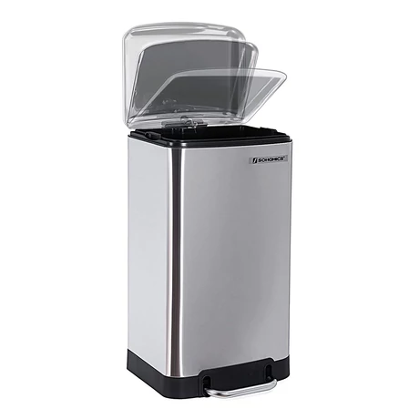 Pedálos szemetes, rozsdamentes konyhai szemetes 30L, ezüst