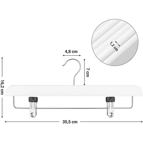 Fa szoknya és nadrágakasztó készlet 8 db, fehér