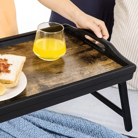 Laptop állvány, Reggelizőtálca, összecsukható bambusz lábakkal