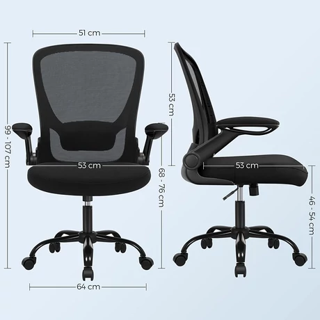 irodai szék összecsukható karfákkal, ergonomikus számítógépes szék
