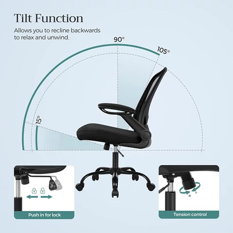 irodai szék összecsukható karfákkal, ergonomikus számítógépes szék
