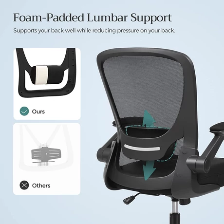 irodai szék összecsukható karfákkal, ergonomikus számítógépes szék