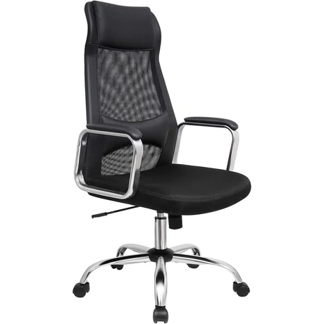 SONGMICS irodai szék, ergonomikus számítógékszék, fejtámlával és deréktámasszal, magasságállítható, fekete