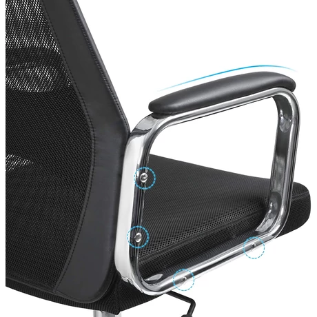 SONGMICS irodai szék, ergonomikus számítógékszék, fejtámlával és deréktámasszal, magasságállítható, fekete