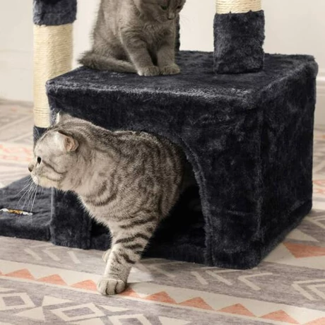 Macska mászóka 72 cm-es 3 pompon, füstös szürke