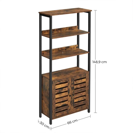 Könyvespolc, tároló szekrény lamellás ajtókkal 66 x 148,9 x 30 cm