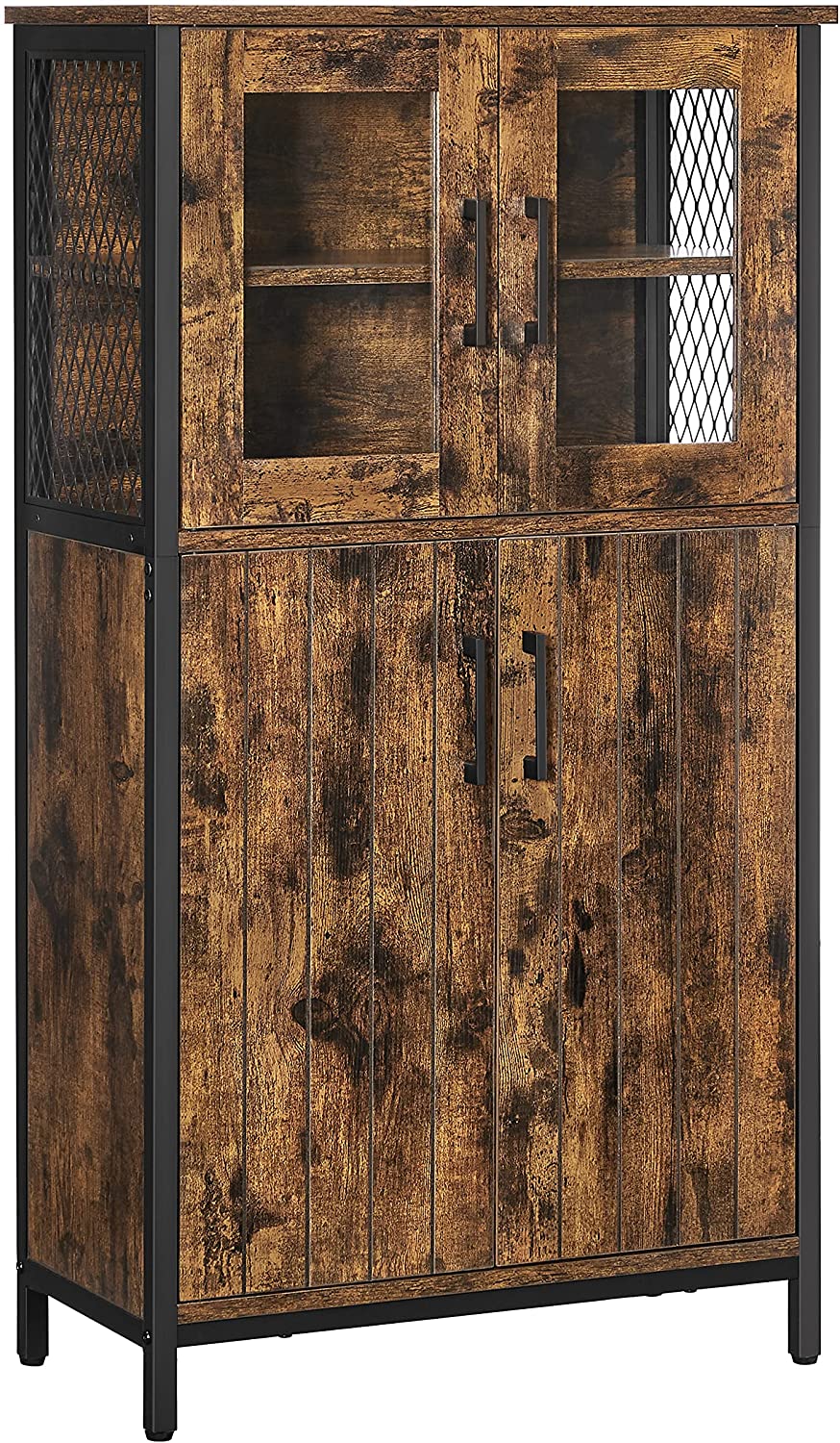 Tárolószekrény, 60 x 108 x 30 cm, rusztikus barna és fekete 