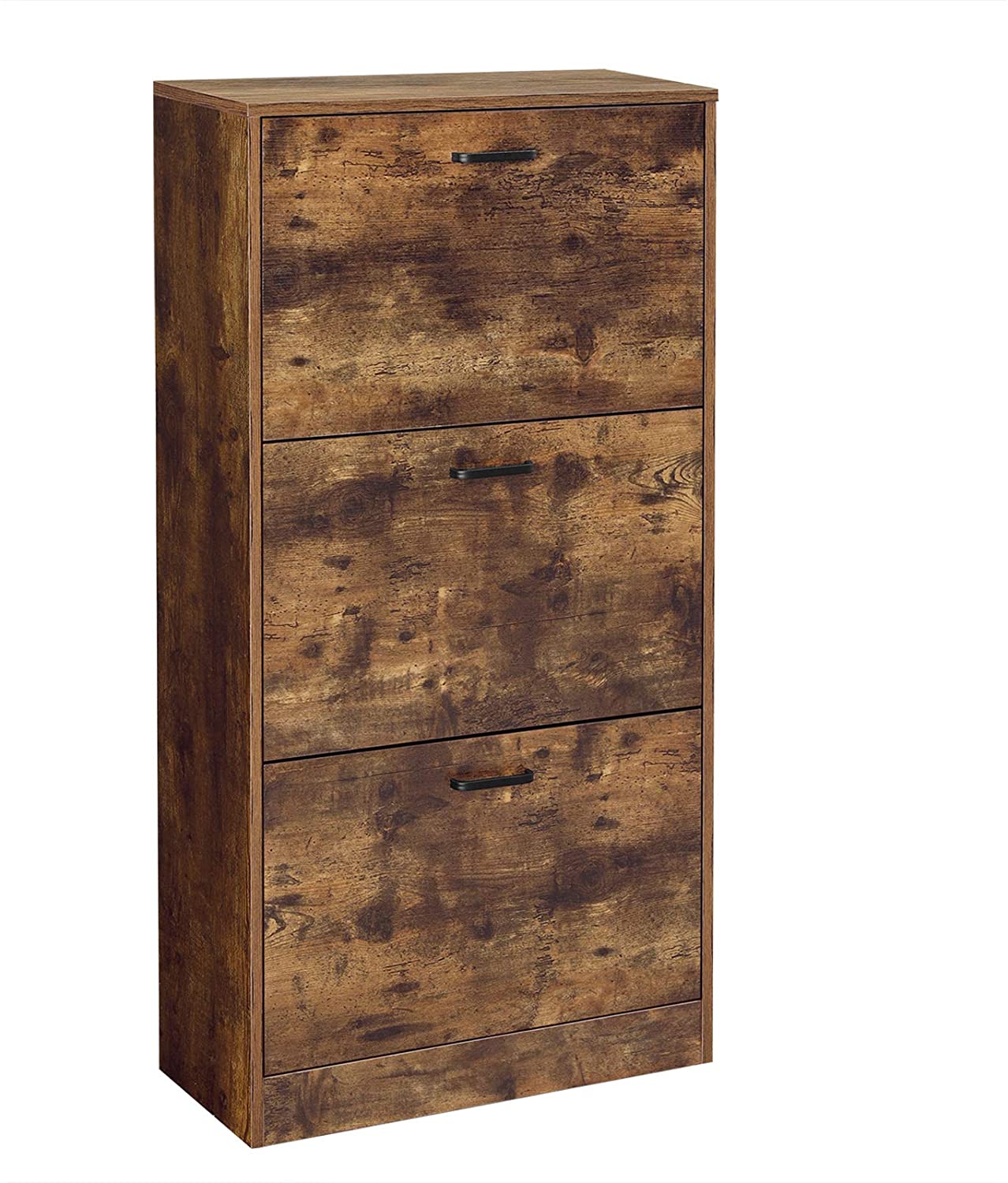 VASAGLE Cipősszekrény 3 felhajtható ajtóval, 60 x 24 x 120 cm, rusztikus barna