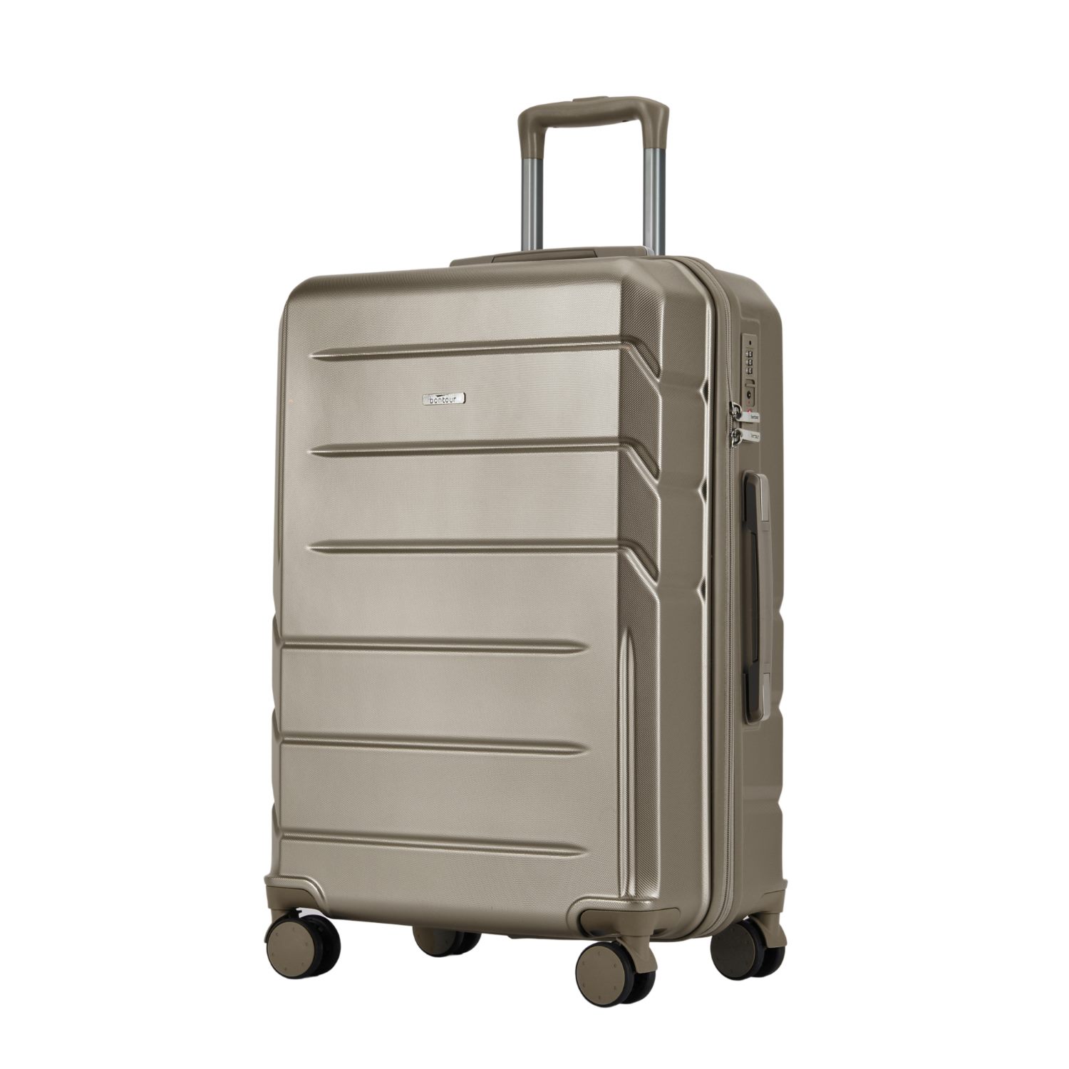 BONTOUR “SPINNER” közepes Duplakerekes Gurulós bőrönd TSA zárral, Pezsgő színű