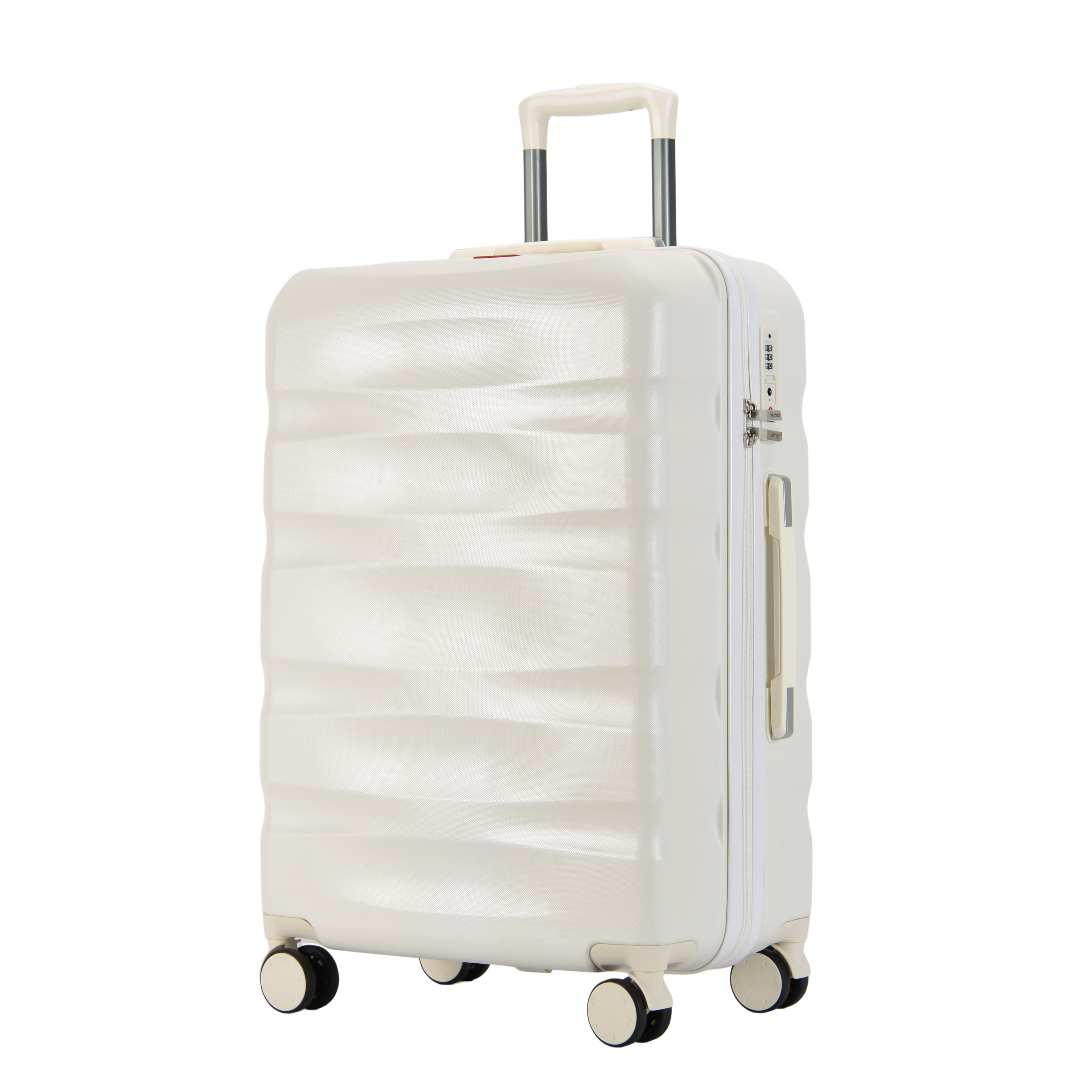 BONTOUR “Wave” közepes Bőrönd, Duplakerekes Gurulós bőrönd TSA zárral, fehér színű, M méretű